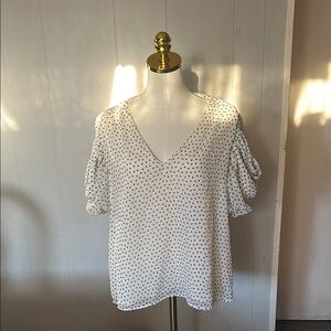 Express White and Black Polka Dot Blouse